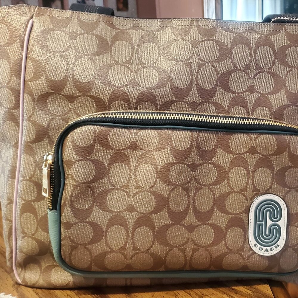 Coach Tote Color Block Court Gem